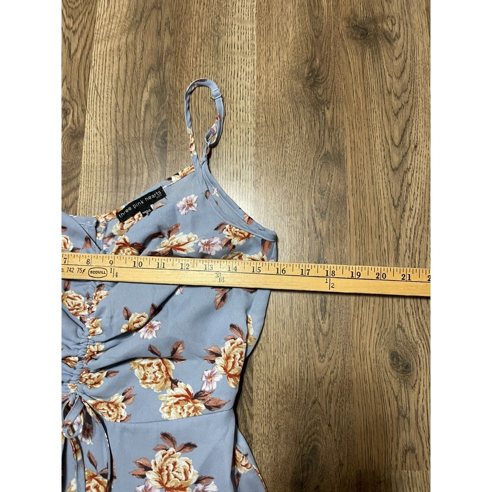 Three Pink Hearts Dress, Women's Size Small, Blue Pink White, Floral, V-neck - Picture 4 of 8